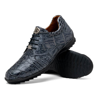 Marco Di Milano Vulcan Men's Shoes Exotic Alligator Derby Sneakers (MDM1195)-AmbrogioShoes