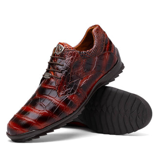 Marco Di Milano Vulcan Men's Shoes Exotic Alligator Derby Sneakers (MDM1195)-AmbrogioShoes