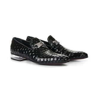 Mauri 4709 Elegance Men's Shoes Homer Black Texture Print Leather Loafers (MA5001)-AmbrogioShoes