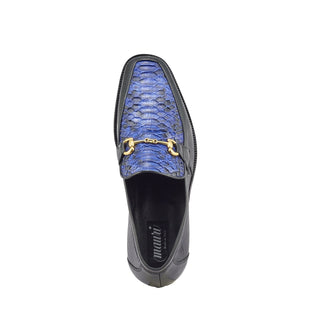 Mauri 4800/2 Priest Men's Shoes Black & Royal Blue Exotic Iguana / Python Horsebit Loafers (MA5370)-AmbrogioShoes