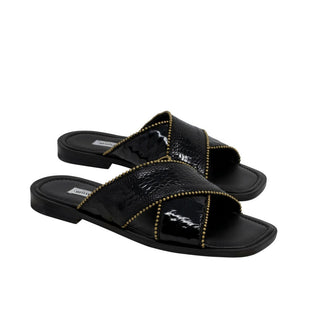 Mauri Luxor Men's Shoes Black Fabric / Ostrich Leg Sandals 5062 (MA5117)-AmbrogioShoes
