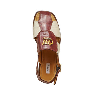 Mauri 5071 Gladiator Men's Shoes Gold & Cream Exotic Caiman Crocodile Sandals (MA5305)-AmbrogioShoes