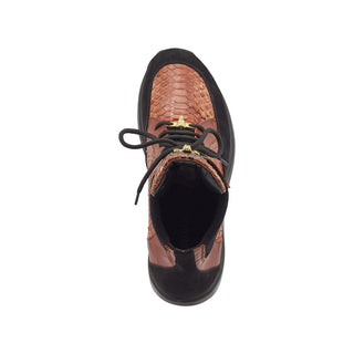 Mauri 8421 Viper Men's Shoes Black & Gold Exotic Python / Nappa / Suede Leather Casual Sneakers (MA5368)-AmbrogioShoes
