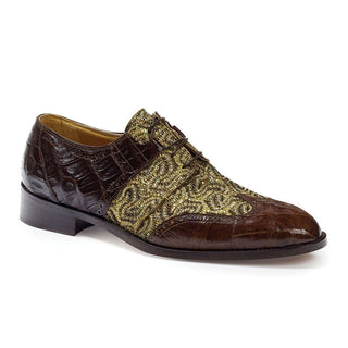 Mauri Shoes Mens Shoes Alligator Land & Fabric Glitter & Baby Croc Sport Rust Oxfords Art 53124 (MA4654)-AmbrogioShoes