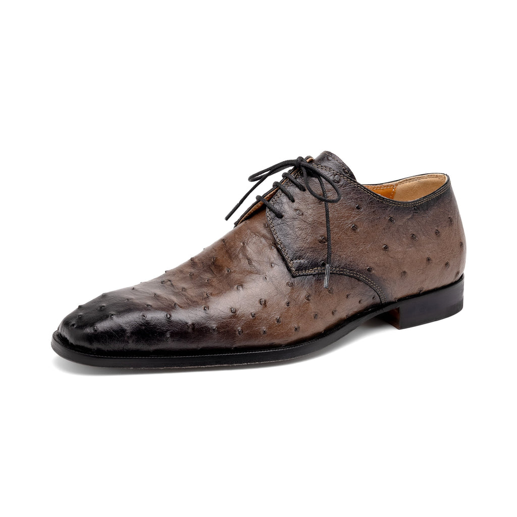 Mauri Dillinger 1056-2 Men's Shoes Mink with Black Finished Exotic  Ostrich-Skin Derby Oxfords (MA5560)