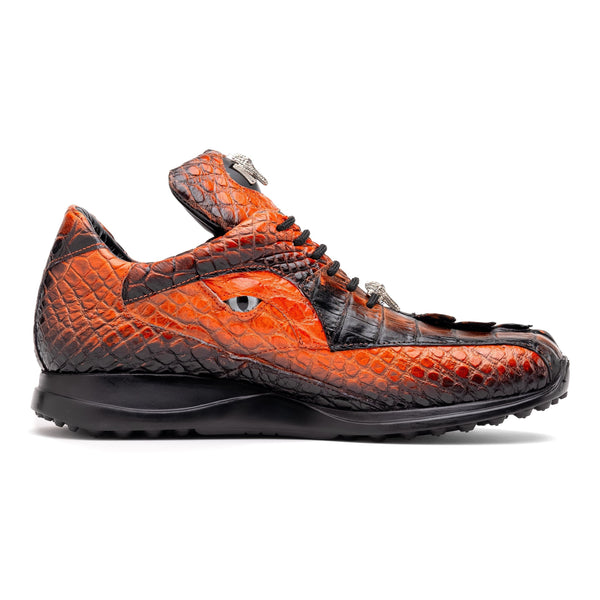 Mauri Hazard 8596 3 Men s Shoes Orange with Black Finished Exotic Alli AmbrogioShoes