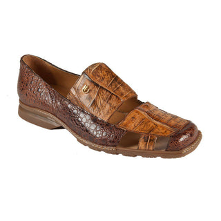 Mauri Men's Shoes Cognac & Brown Exotic Caiman Crocodile / Frog-Skin Exposed Loafers 9288 (MAO1045)-AmbrogioShoes