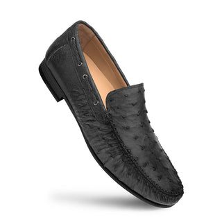 Mezlan 7318-S-RX612 Men's Shoes Black Brandy Exotic Ostrich Dress Moccasin Loafers (MZ3496)-AmbrogioShoes