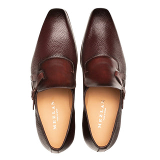 Mezlan Aceto 20848 Men's Shoes Burgundy & Chocolate Deer-Skin / Calf-Skin Leather Strap Slip-On Loafers (MZ3657)-AmbrogioShoes