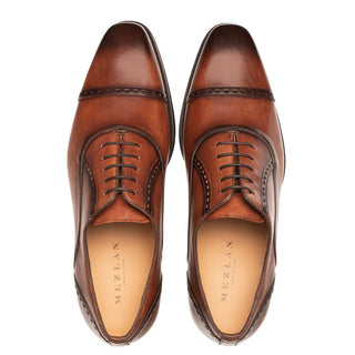 Mezlan Amero 20817 Men's Shoes Cognac Calf-Skin Leather Cap-Toe Oxfords (MZ3645)-AmbrogioShoes