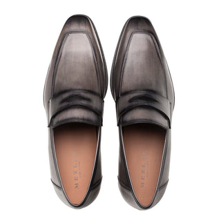 Mezlan Avenue 20910 Men's Shoes Gray Calf-Skin Leather Penny Loafers (MZ3651)-AmbrogioShoes