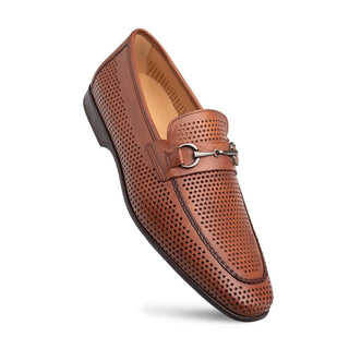 Mezlan E20692 Men's Shoes Cognac Perforated Calf-Skin Leather Slip-On Horsebit Loafers (MZ3631)-AmbrogioShoes