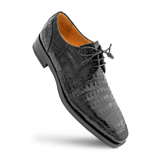 Mezlan Golfo 4967-F Men's Shoes Black Exotic Crocodile Plan Toe Derby Oxfords (MZ3747)-AmbrogioShoes