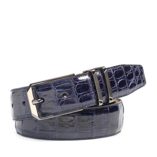 Mezlan Men's Belt Blue Exotic Crocodile AO11115 (MZB1152)-AmbrogioShoes