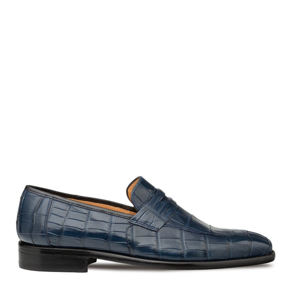 Mezlan Piccolo 4954-J Men's Shoes Blue Exotic Alligator SplitToe 