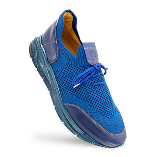 Mezlan Piedra Men's Shoes Blue Fabric / Calf-Skin Leather Sneakers (MZ3749)-AmbrogioShoes