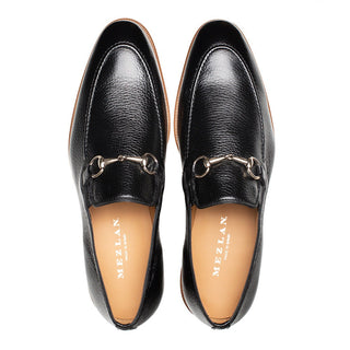 Mezlan Pista 20863 Men's Shoes Black Deer-Skin Leather Horsebit Loafers (MZ3660)-AmbrogioShoes