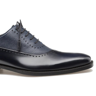 Mezlan Men's Luxury Designer Shoes Postdam Blue Calfskin & Deerskin Oxfords (MZ2026)-AmbrogioShoes