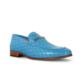 Mezlan S20618 Men's Shoes Turquoise Quilted Calf-Skin Leather Casual Slip-On Loafers (MZS3614)-AmbrogioShoes