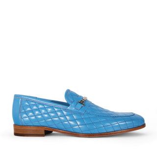 Mezlan S20618 Men's Shoes Turquoise Quilted Calf-Skin Leather Casual Slip-On Loafers (MZS3614)-AmbrogioShoes