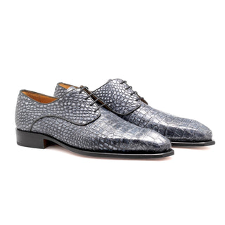 Mister Romani Men's Shoes Crocodile Print Leather Derby Oxfords (MIS1159)-AmbrogioShoes