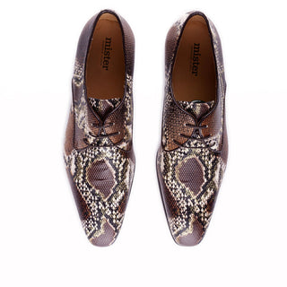 Mister Satar Men's Shoes Snake Print Leather Derby Oxfords (MIS1163)-AmbrogioShoes