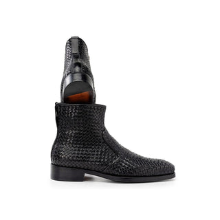 Paul Parkman BT269 Men's Shoes Woven Leather Zipper Boot (PM6460)-AmbrogioShoes