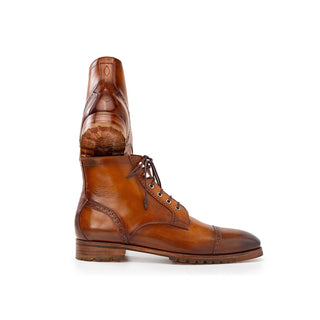 Paul Parkman BT9566 Men's Shoes Calf-Skin Leather Cap-Toe Derby Lace-Up Boot (PM6457)-AmbrogioShoes