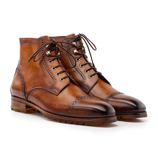 Paul Parkman BT9566 Men's Shoes Calf-Skin Leather Cap-Toe Derby Lace-Up Boot (PM6457)-AmbrogioShoes