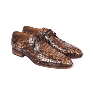 Paul Parkman Handmade Shoes Brown Handmade Exotic Derby Oxfords (PM5620)-AmbrogioShoes