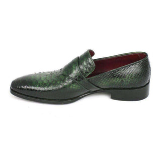 Paul Parkman Handmade Shoes Exotic Skin hand Painted Green Loafers (PM5467)-AmbrogioShoes