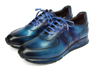 Paul Parkman LP207TQP Men's Shoes Turquoise & Purple Patina Leather Sneakers (PM6431)-AmbrogioShoes
