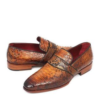 Paul Parkman Men's Genuine Python Camel Loafers 11CML94-AmbrogioShoes