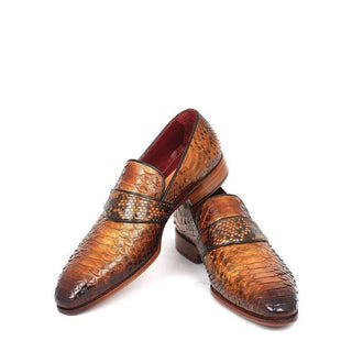 Paul Parkman Men's Genuine Python Camel Loafers 11CML94-AmbrogioShoes