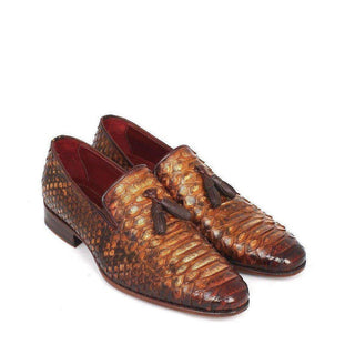 Paul Parkman Men's Genuine Python Tassel Camel Loafers 26CML75-AmbrogioShoes