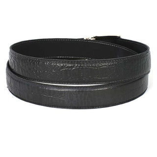 Paul Parkman Men's Hand-Painted Belt Black Embossed Calfskin Leather (PMB210)-AmbrogioShoes