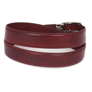 Paul Parkman Men's Hand-Painted Belt Bordeaux Calfskin Leather (PMB106)-AmbrogioShoes