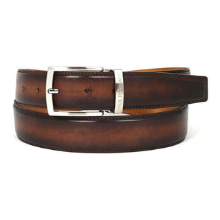 Paul Parkman Men's Hand-Painted Belt Brown / Camel Calfskin Leather (PMB110)-AmbrogioShoes