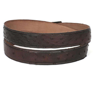 Paul Parkman Men's Hand-Painted Belt Brown Genuine Ostrich (PMB401)-AmbrogioShoes