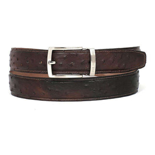 Paul Parkman Men's Hand-Painted Belt Brown Genuine Ostrich (PMB401)-AmbrogioShoes