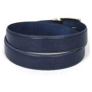 Paul Parkman Men's Hand-Painted Belt Navy Calfskin Leather (PMB114)-AmbrogioShoes