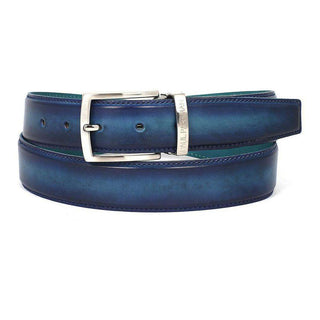 Paul Parkman Men's Hand-Painted Belt Turquoise / Blue Calfskin Leather (PMB109)-AmbrogioShoes