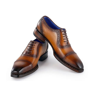 Paul Parkman Men's Shoes Calf-Skin Leather Cap-Toe Oxfords (PM6436)-AmbrogioShoes