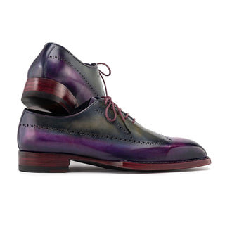 Paul Parkman Men's Shoes Hand-Painted Leather Goodyear Welted Wingtip Oxfords (PM6445)-AmbrogioShoes