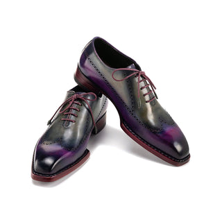 Paul Parkman Men's Shoes Hand-Painted Leather Goodyear Welted Wingtip Oxfords (PM6445)-AmbrogioShoes