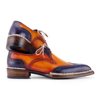 Paul Parkman Men's Shoes Hand-Painted Leather Norwegian Welted Wingtip Oxfords (PM6446)-AmbrogioShoes