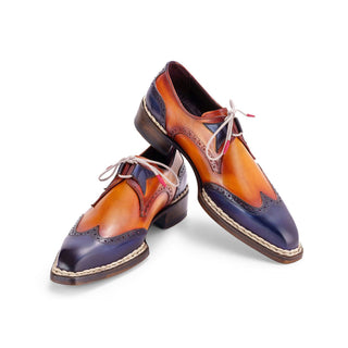 Paul Parkman Men's Shoes Hand-Painted Leather Norwegian Welted Wingtip Oxfords (PM6446)-AmbrogioShoes