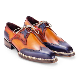 Paul Parkman Men's Shoes Hand-Painted Leather Norwegian Welted Wingtip Oxfords (PM6446)-AmbrogioShoes