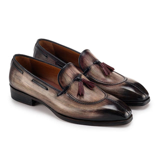 Paul Parkman Men's Shoes Patina Leather Split-Toe Tassels Loafers (PM6451)-AmbrogioShoes