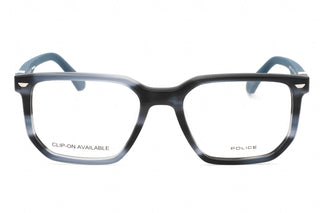 Police VPLF75 Eyeglasses Semi Matte Striped Blue / Clear Lens-AmbrogioShoes